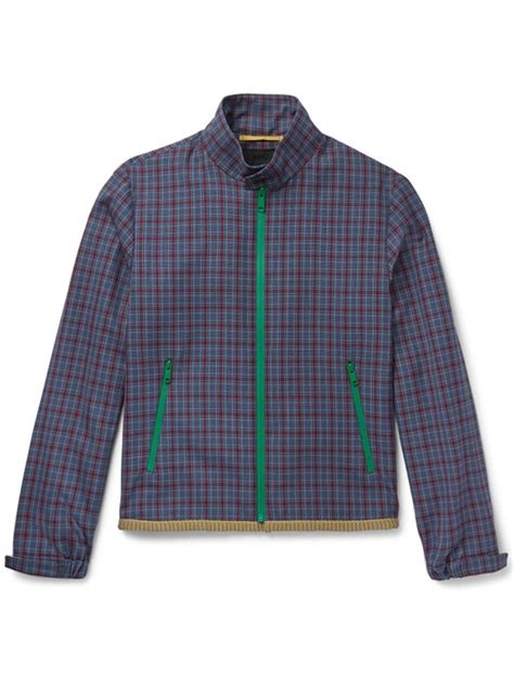 prada checked wool-jacquard harrington jacket|prada ladies jackets.